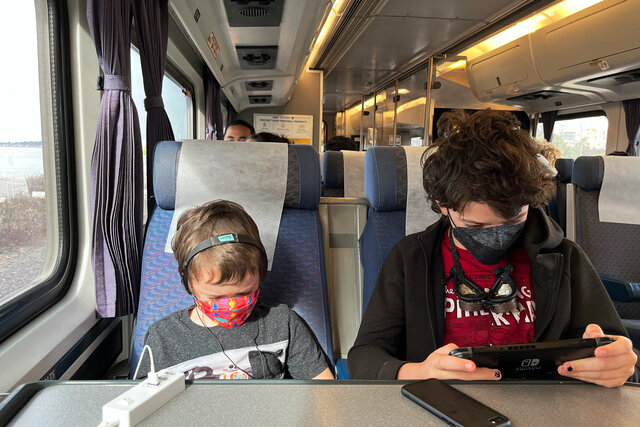 Julian and Calvin ride the Capitol Corridor