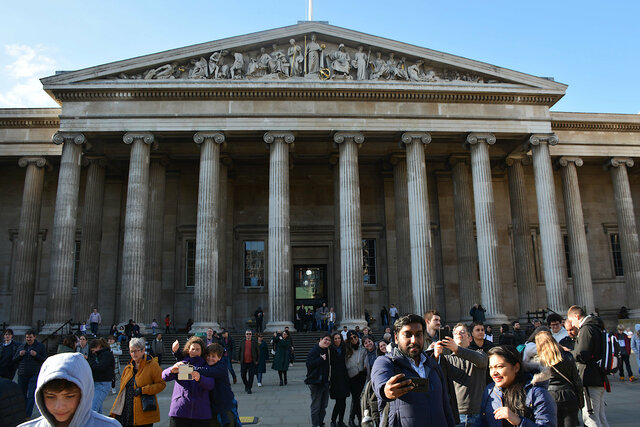 Visitors leave the British Museum