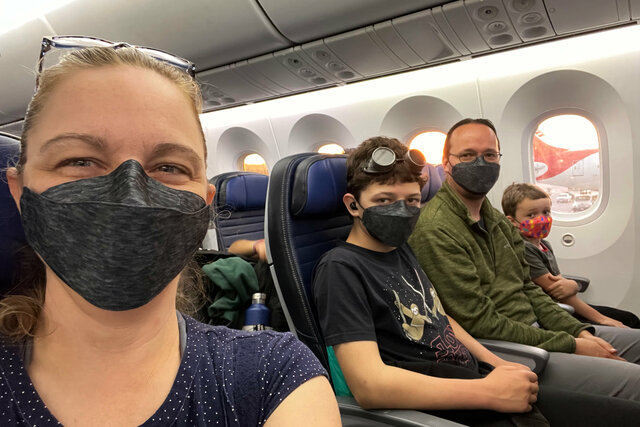 Kiesa, Calvin, Jaeger, and Julian on the plane for London