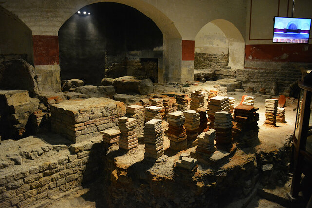 Ruins of the heated floor at the Roman baths