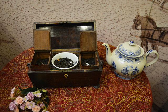 Regency tea serving in a locked box