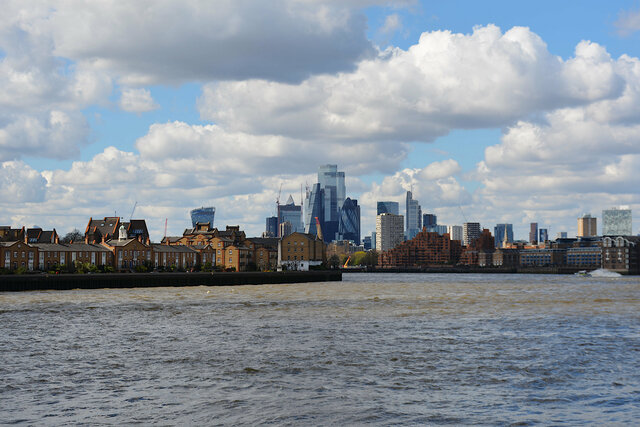 Looking back at the City from the docklands