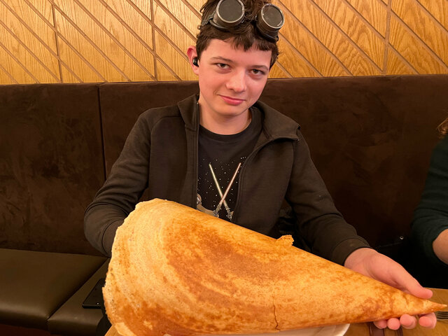 Calvin with a large dosa