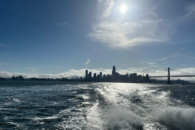Ferry wake departing San Francisco
