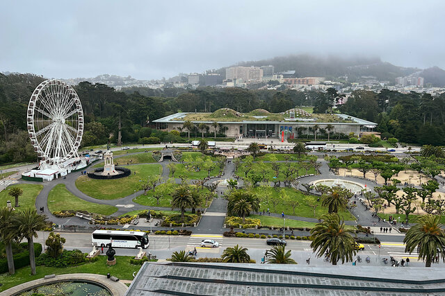 Music Concourse and the Skystar Wheel in the fog