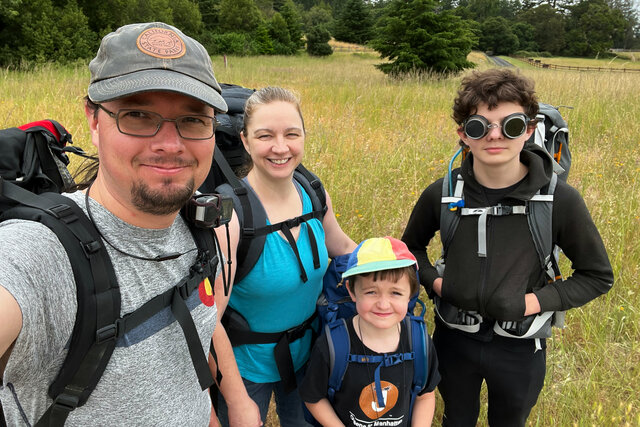 Jaeger, Kiesa, Julian, and Calvin set out backpacking at Point Reyes