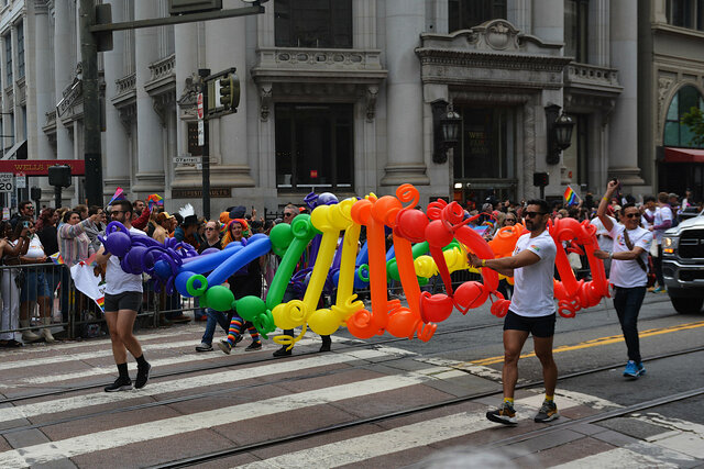 Rainbow balloons DNA strand