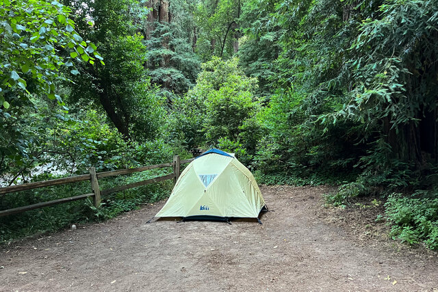 Tent set up at Samuel P. Taylor State Park