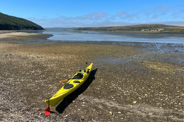 Kayak on the beach in Drakes Estero