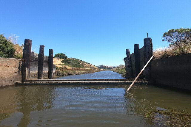 Water diversion structure at the end of Lagunitas Creek