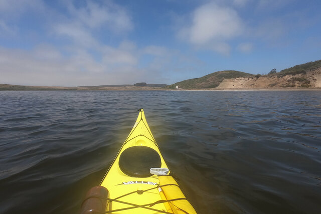 Kayak approaches the landing on Oyster Road