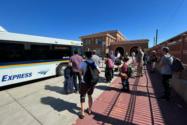 Waiting to board the Highway 17 Express at San Jose Diridon