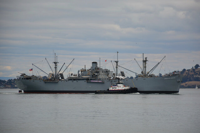 SS Jeremiah O'Brien cruises in San Francisco Bay