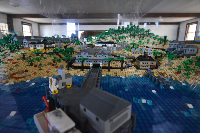 Lego model of the Angel Island immigration station