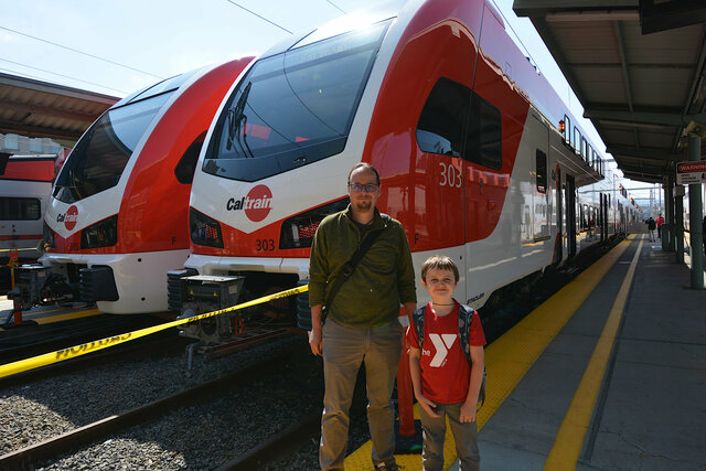 Jaeger and Julian with Caltrain #303 in San Francisco