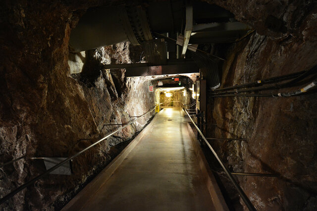Side tunnel in the rock at Hoover Dam