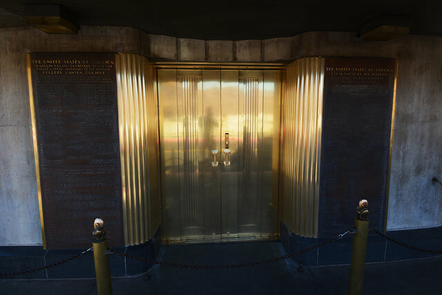 Art deco doors on the top of Hoover Dam