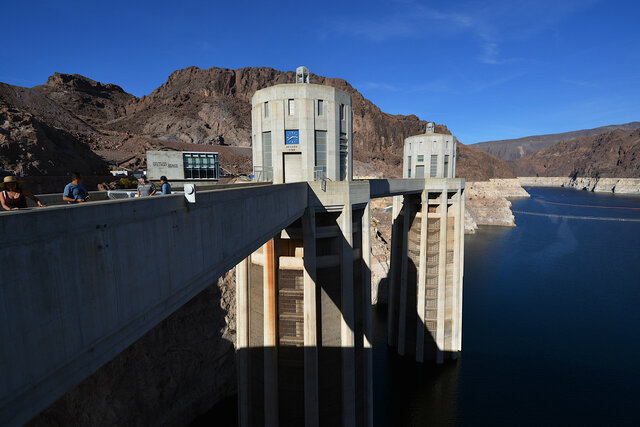 Nevada Time on the intake towers above Lake Mead