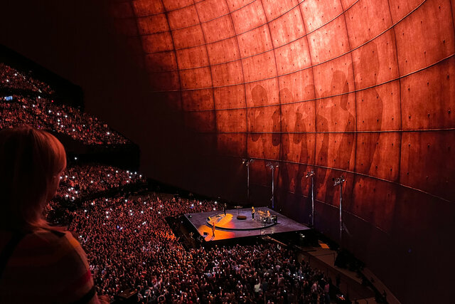 Bono projected on stage inside the Sphere