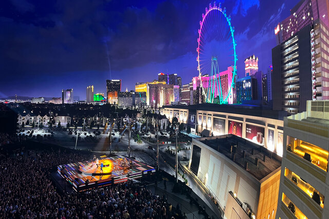 U2 projects the view of Vegas without the Sphere