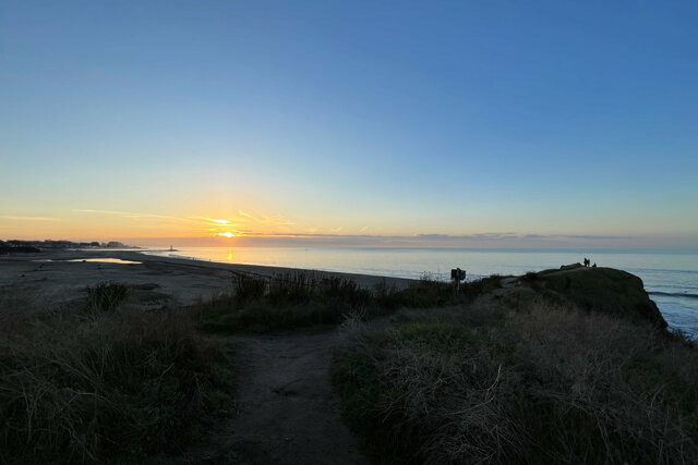 Sun rising at Seabright Beach after the solstice