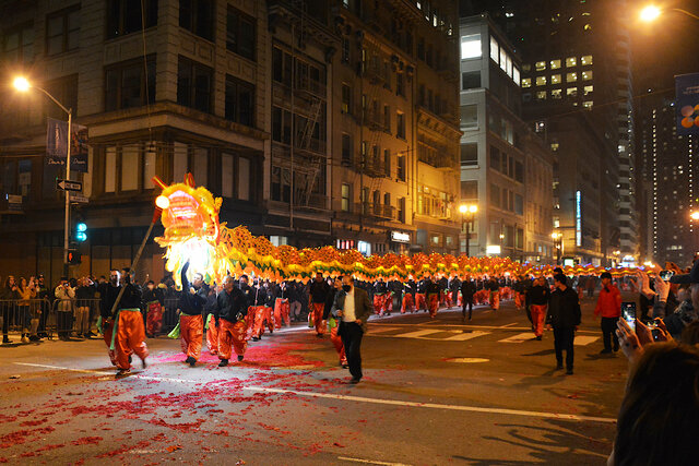 The parade's finale lion dance