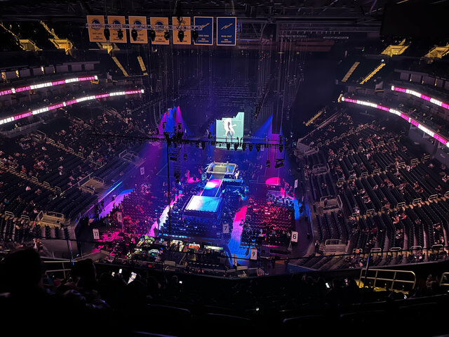 Opening DJ plays in Chase Center