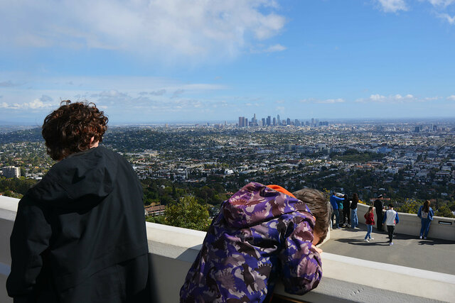 Calvin and Julian look out at DTLA