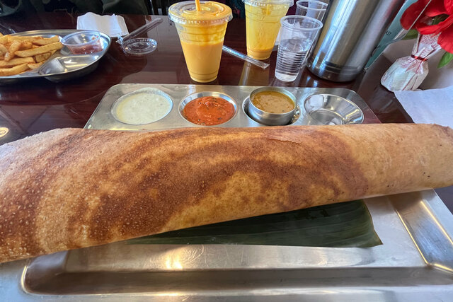 Dosa with a banana leaf