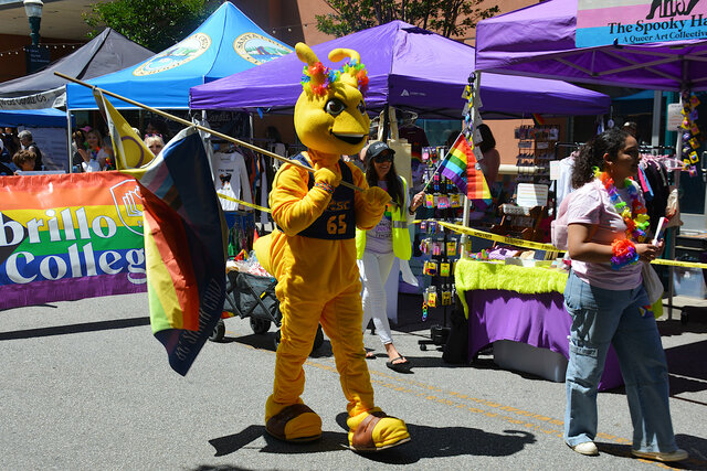 Sammy the Slug representing UCSC at Pride