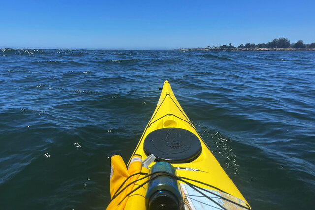 Kayak off the coast in Santa Cruz