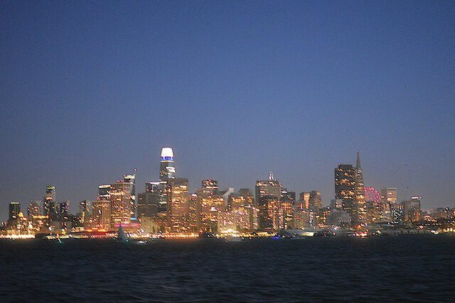 Informal fireworks on the San Francisco skyline