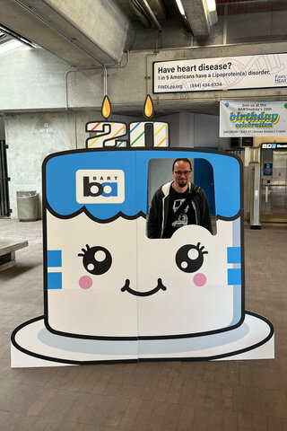 Jaeger in a BARTmobile birthday cutout