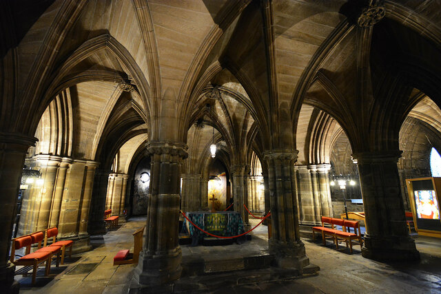 Saint Mungo's tomb in the Lower Church at Glasgow Cathedral