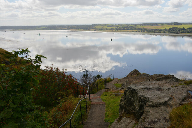 Descending steps on Dumbarton Castle towards the River Clyde