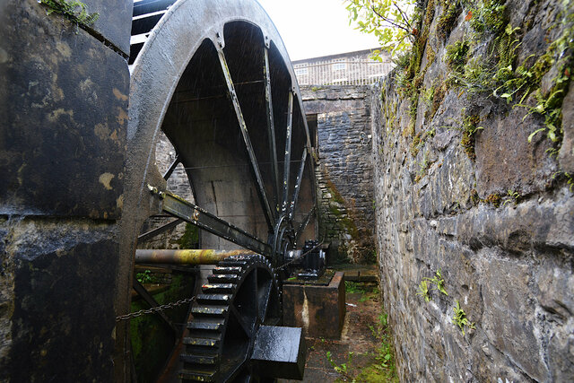 Water wheel in the rain