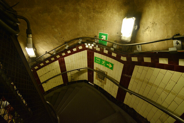 Stairs leading down into Down Street station