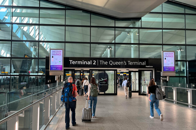 Entering the departures level at Heathrow Terminal 2