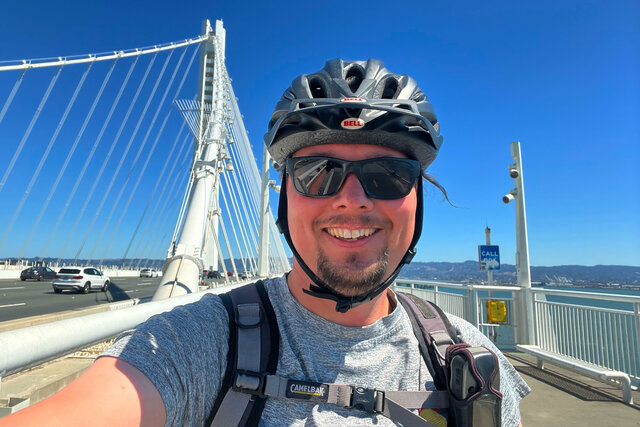 Jaeger on the bike path on the New Bay Bridge