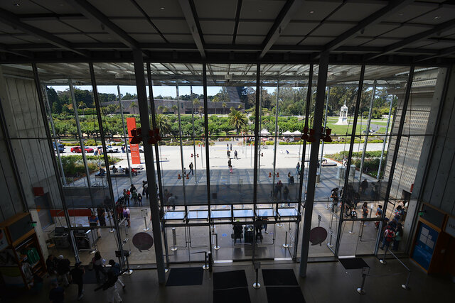 Entry atrium at the California Academy of Sciences