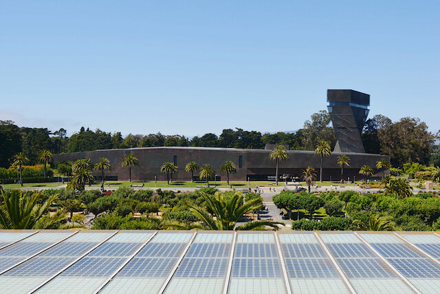 De Young Museum and the Music Concourse from the roof of the Cal Academy