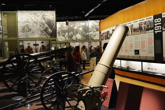 Visitors in the galleries at the WWI Museum