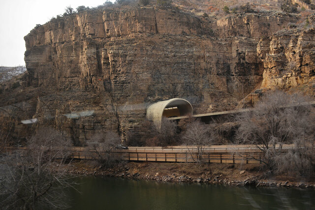 I-70 enters a tunnel in Glenwood Canyon