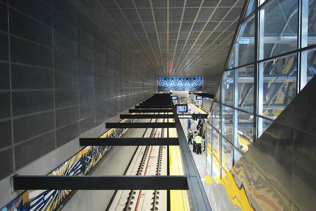 Looking down into the station box at Wilshire/La Brea