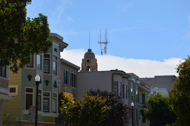 Sutro Tower rising above the fog