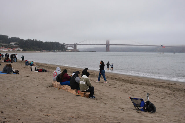 Waiting for fireworks on the beach