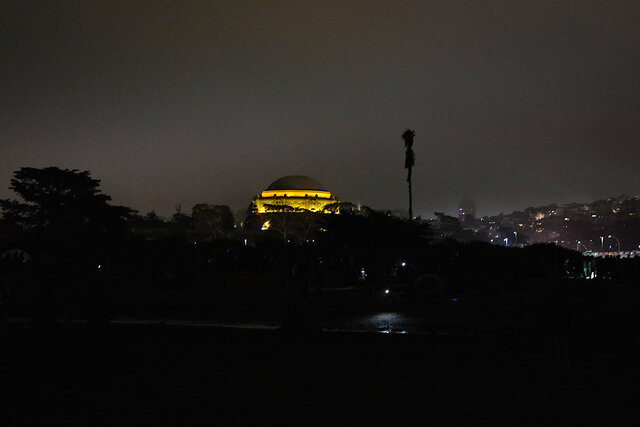 Palace of Fine Arts glowing in the night