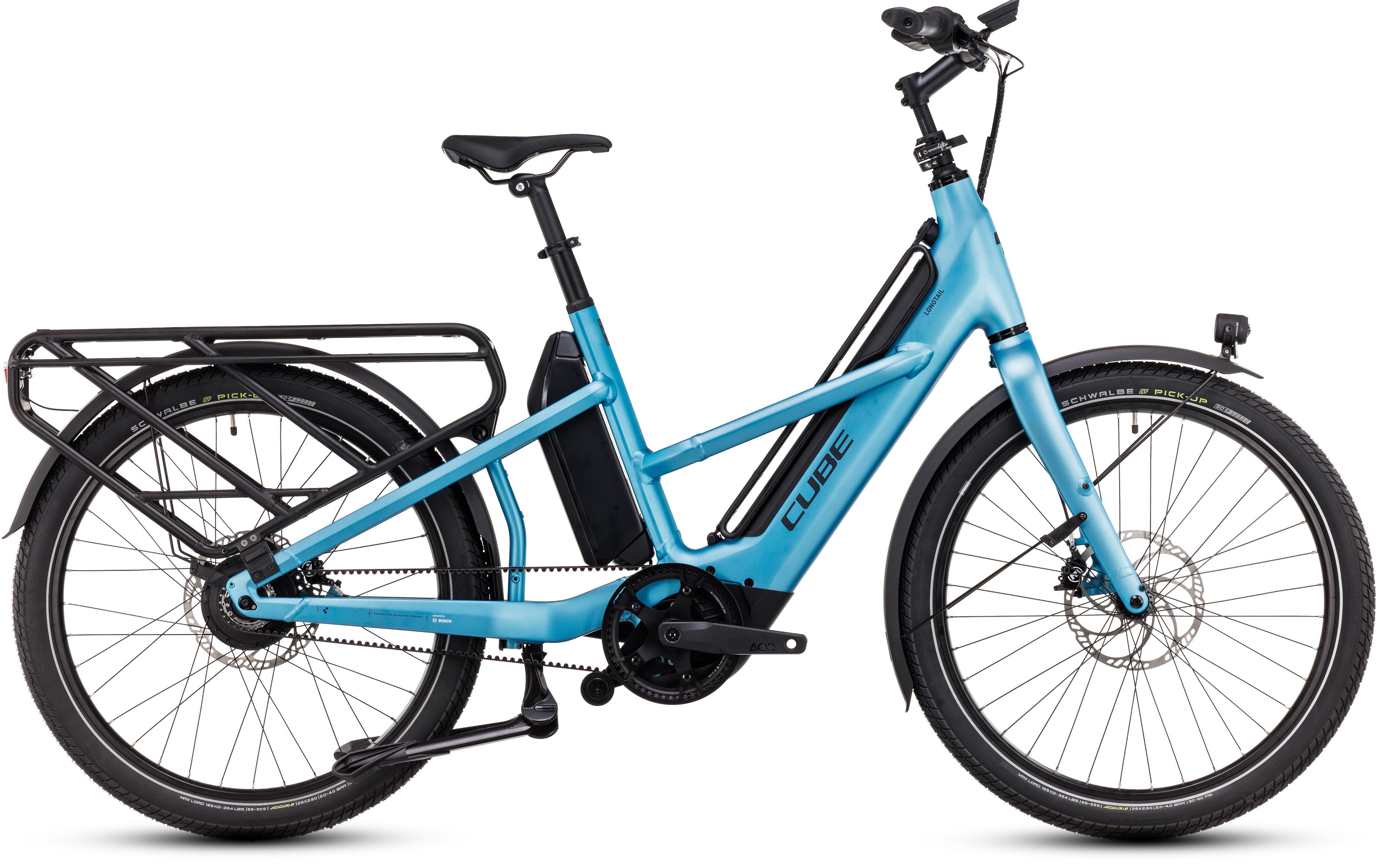 Vélo cargo électrique longtail Cube Longtail Hybrid blue´n´reflex 1350 WH