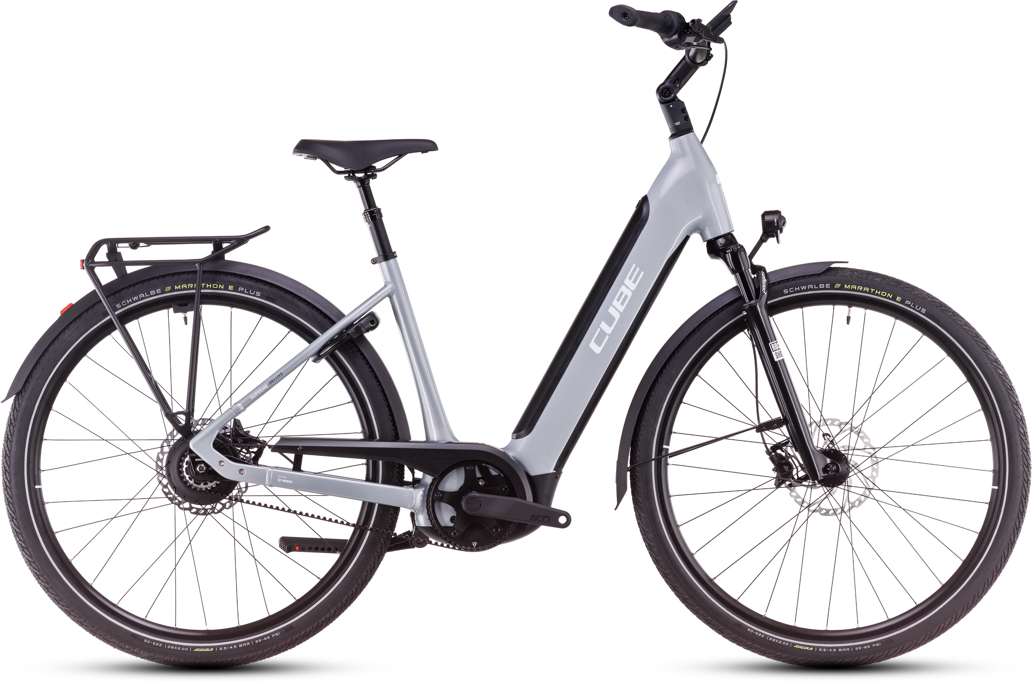 Vélo ville électrique Cube Supreme Hybrid Deluxe SLX 625 Easy Entry polargrey´n´white