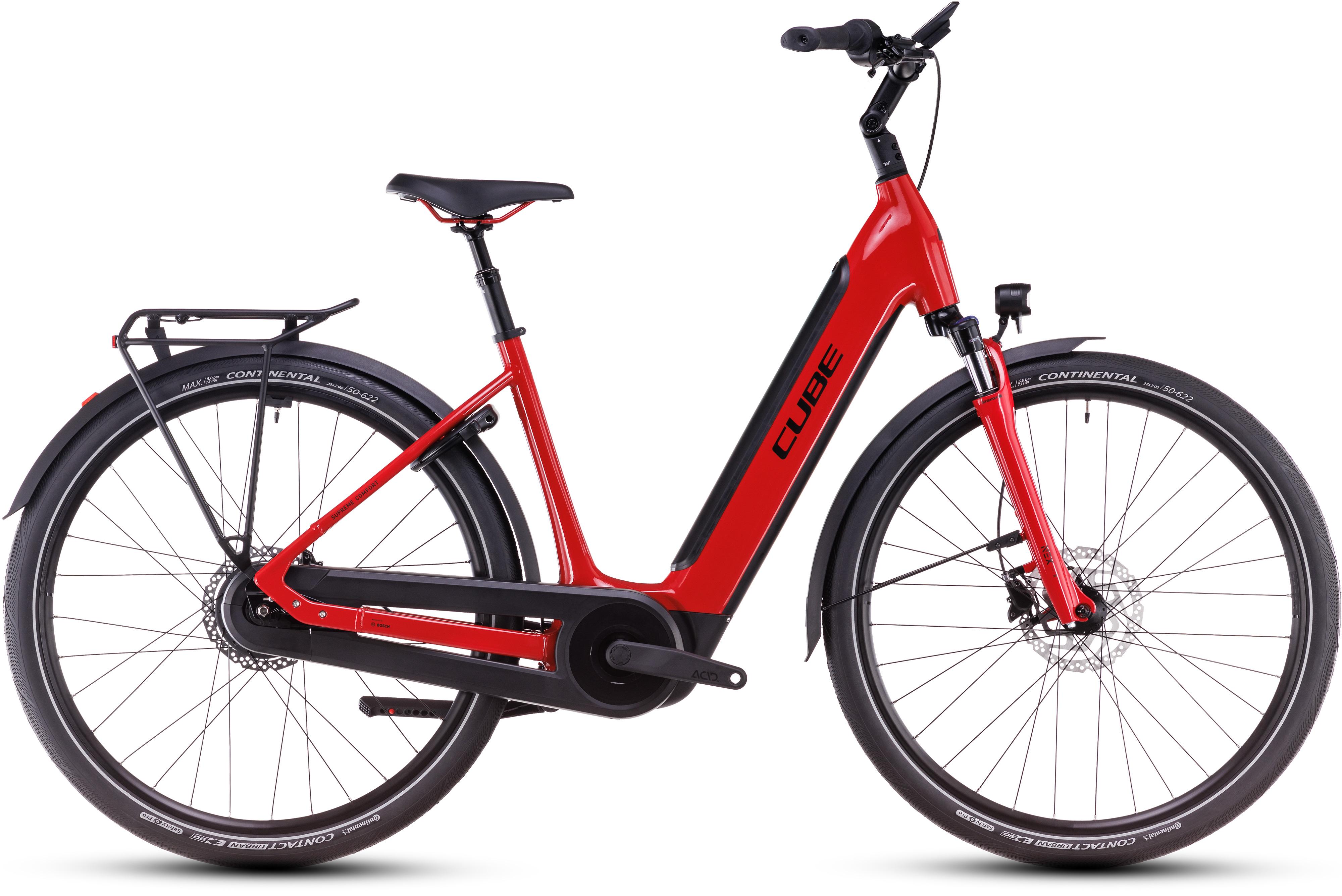 Vélo ville électrique Cube Supreme Hybrid Comfort Pro 625 Easy Entry firered´n´black